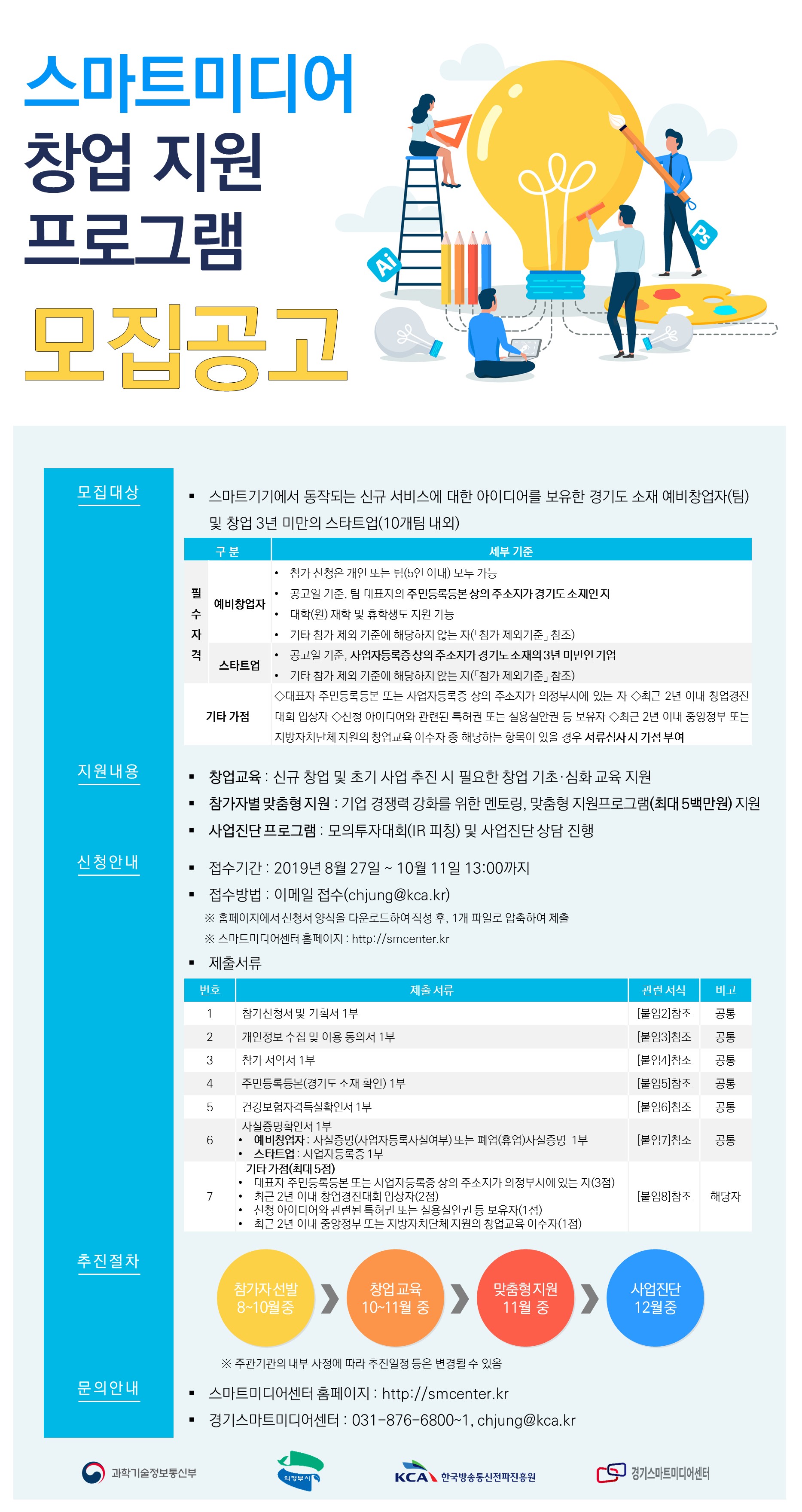 스마트미디어 창업 지원프로그램 참가자 모집 연장 공고